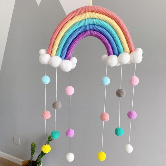 Handmade Woven Cotton Rope Rainbow Wall Hanging