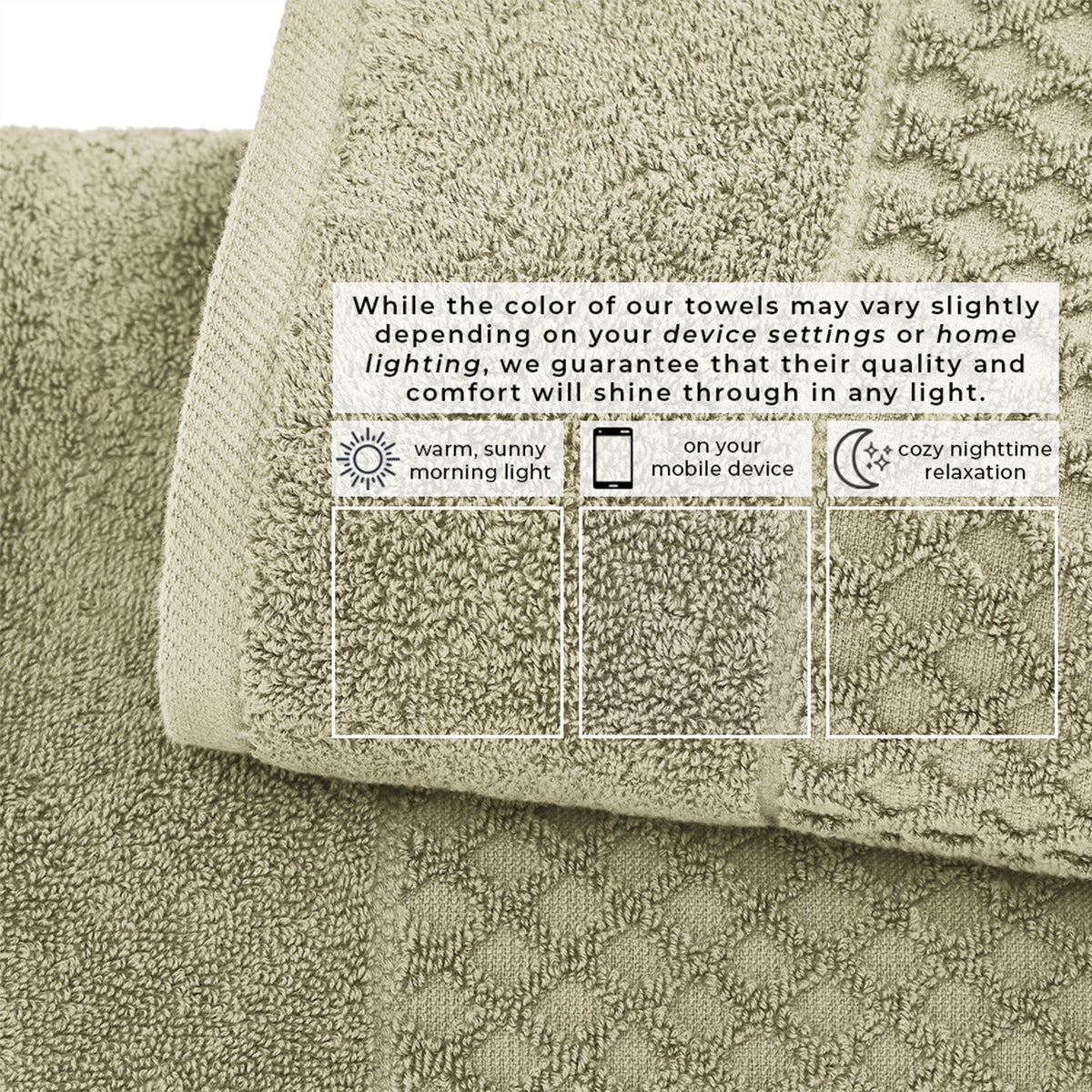 Cotton Diamond Waffle Weave Bath Towel Set