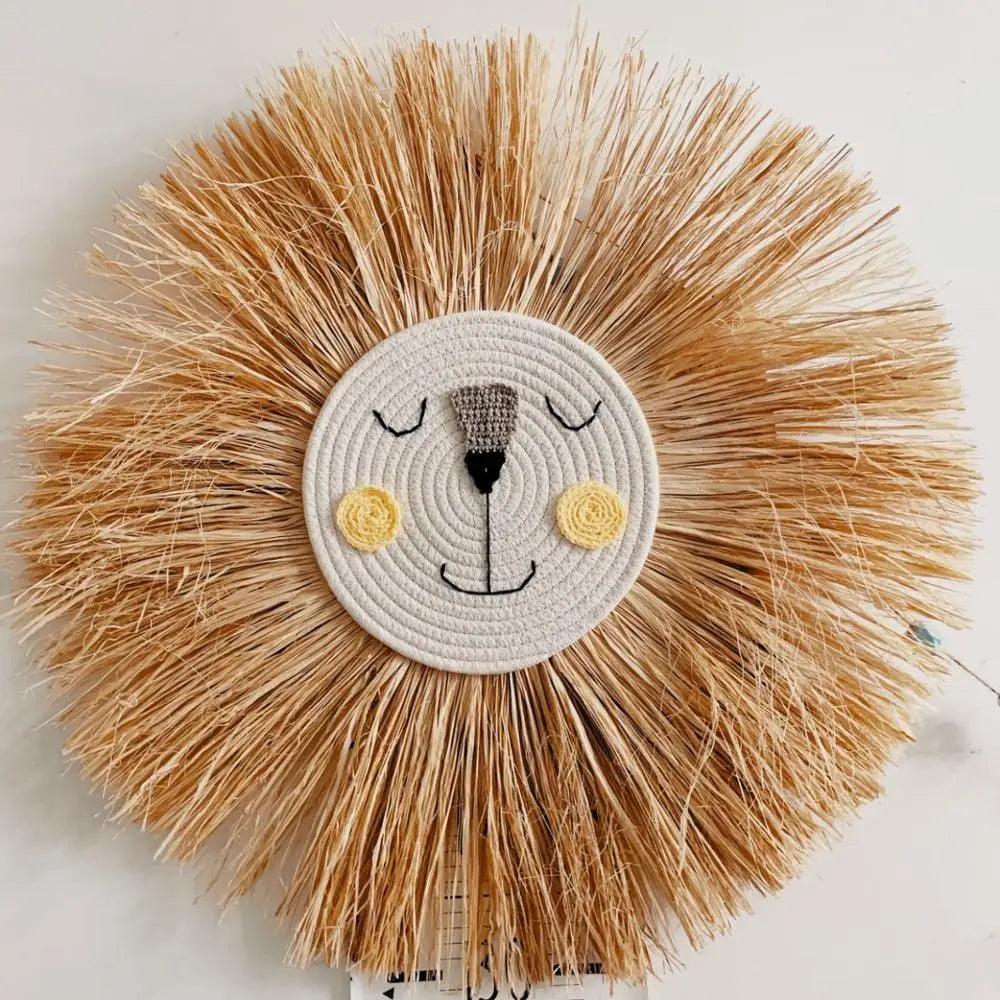 Stylish Hand Woven Cartoon Lion Wall Hanging Decoration