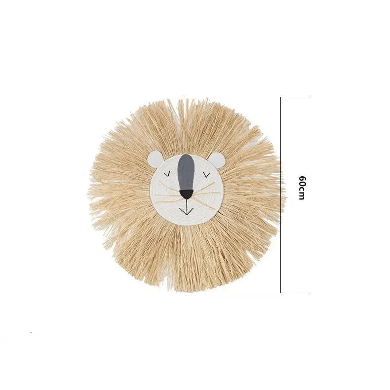 Stylish Hand Woven Cartoon Lion Wall Hanging Decoration