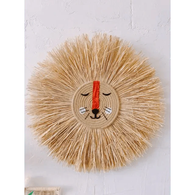Stylish Hand Woven Cartoon Lion Wall Hanging Decoration