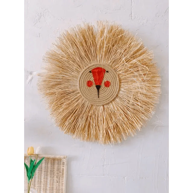 Stylish Hand Woven Cartoon Lion Wall Hanging Decoration