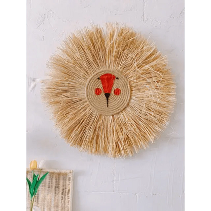 Stylish Hand Woven Cartoon Lion Wall Hanging Decoration