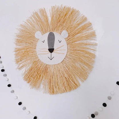 Stylish Hand Woven Cartoon Lion Wall Hanging Decoration
