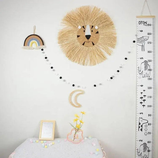 Stylish Hand Woven Cartoon Lion Wall Hanging Decoration
