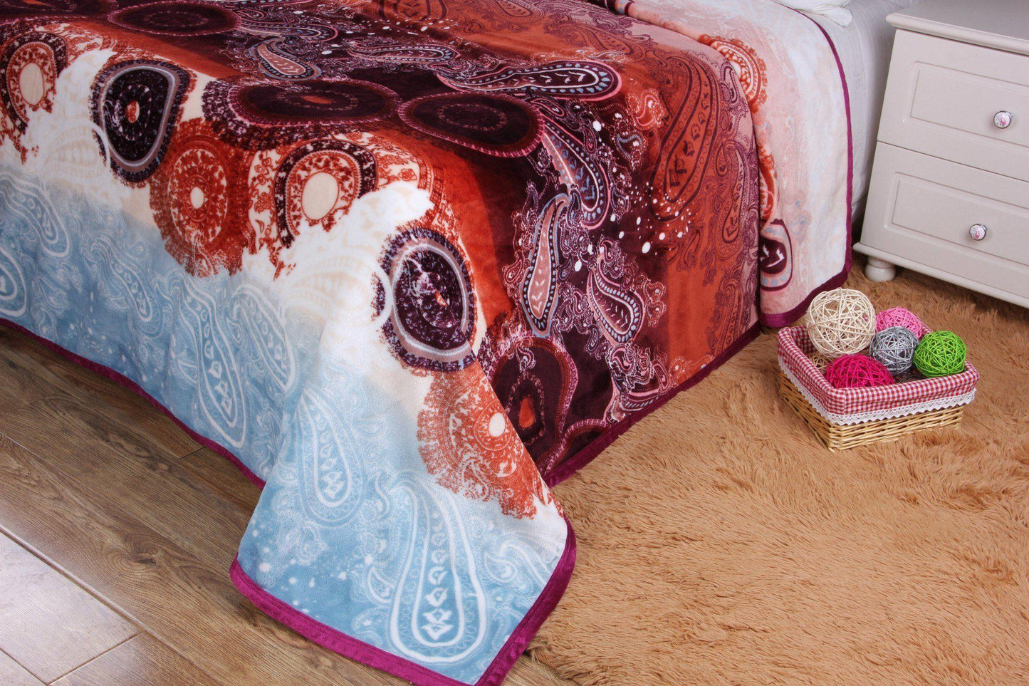 Paisley Dreams Burgundy Fleece Throw Blanket