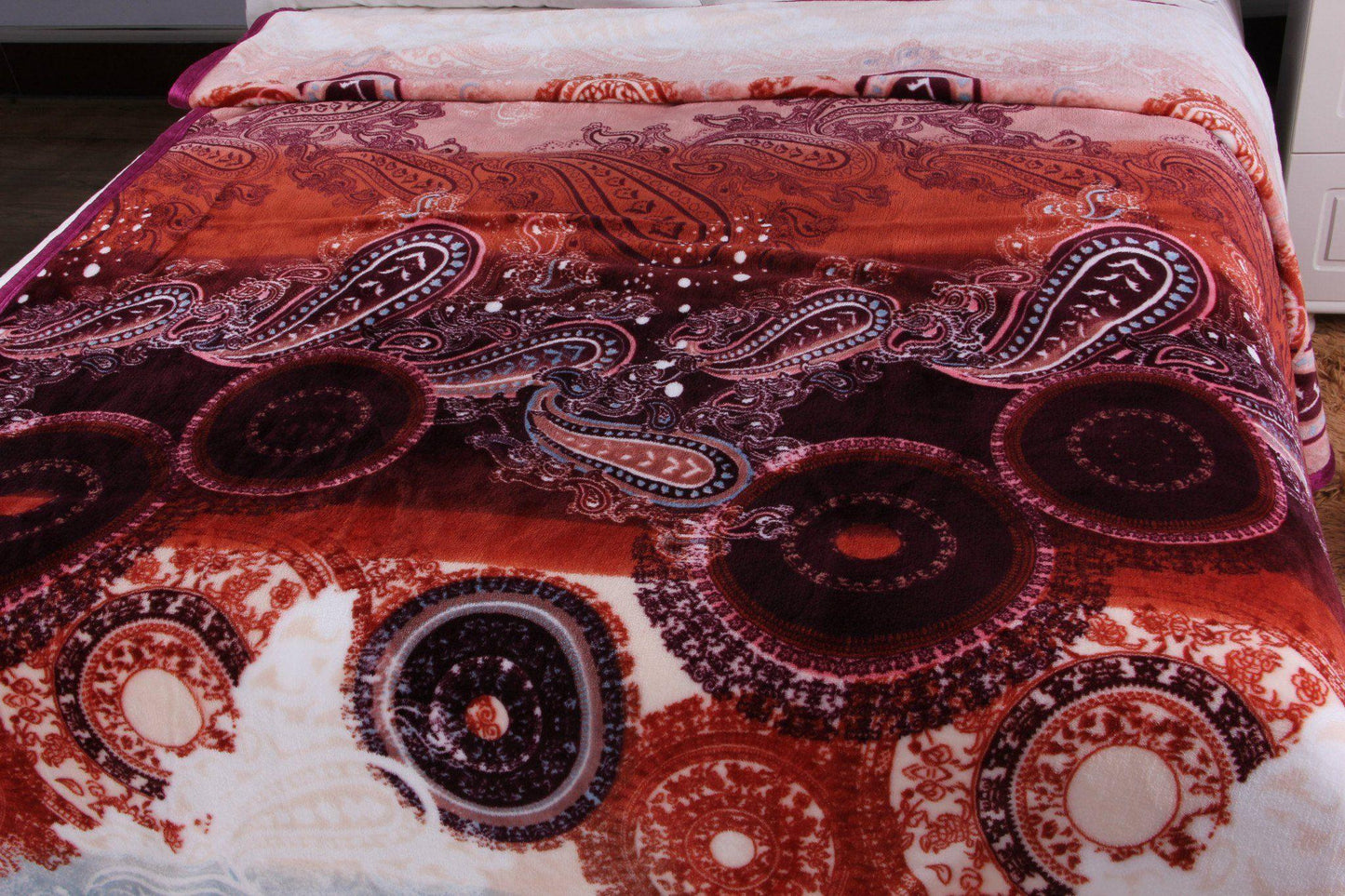 Paisley Dreams Burgundy Fleece Throw Blanket