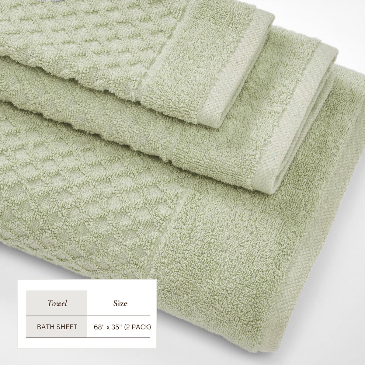 Cotton Diamond Waffle Weave Bath Towel Set
